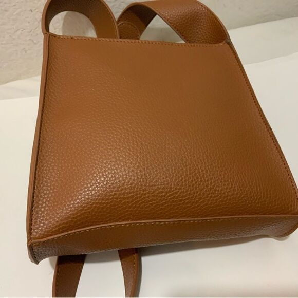 Anthropologie Remi And Reid Vegan Leather  Brown  Crossbody Bag top zip - Picture 15 of 16